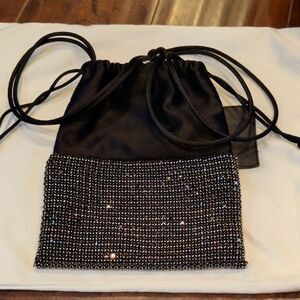 Alexander Wang Black and Silver Crystal Clutch